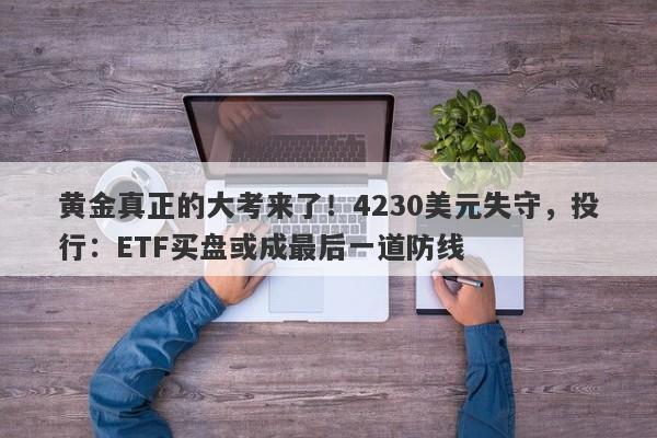 黄金真正的大考来了！4230美元失守，投行：ETF买盘或成最后一道防线